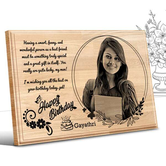 Best2u - Personalized Birthday Gifts (12 x 8 in) | Photo on Wood | Wooden Engraving Photo Frame & Plaques for Girls