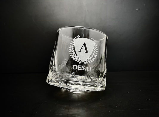 Personalized Engraved whiskey glass Name, logo, photo, love symbol, deep engraving