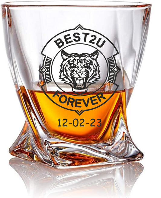 Best2U-Best Personalized Whiskey Glassware Custom Glass (Set of 2) 310ml