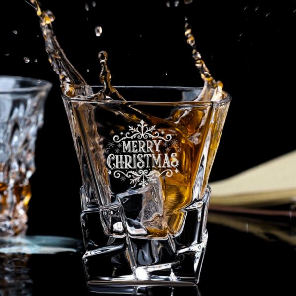 Personalized deep Engraved Christmas Party Bar Glasses - Customizable Holiday Gift