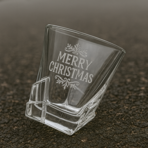 Personalized deep engraved Christmas party bar glasses – customizable holiday gift with festive designs for family, friends, and celebrations