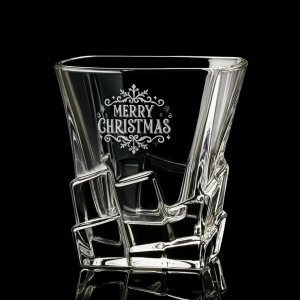 Personalized deep engraved Christmas party bar glasses – customizable holiday gift with festive designs for family, friends, and celebrations
