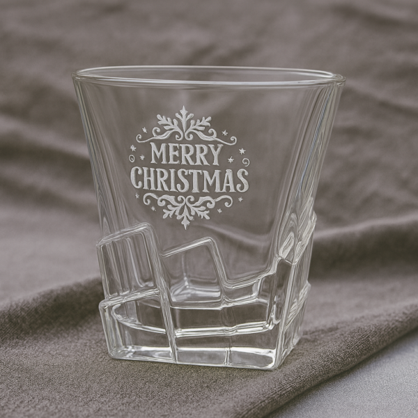 Personalized deep engraved Christmas party bar glasses – customizable holiday gift with festive designs for family, friends, and celebrations