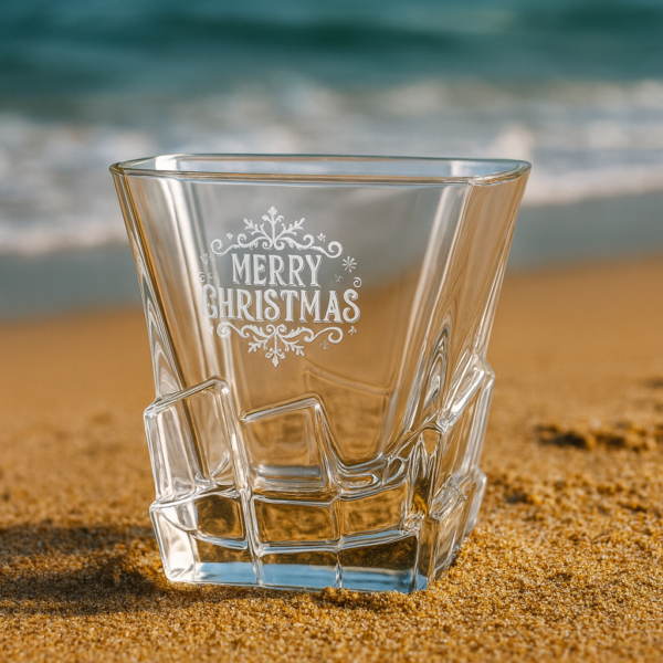 Personalized deep engraved Christmas party bar glasses – customizable holiday gift with festive designs for family, friends, and celebrations