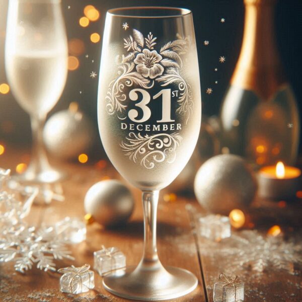 Personalized Deep Engraved 31st December party Champagne glasses - Custom Party Glasses deep engraving your 31st December party Champagne glass name, logo, monogram engraving