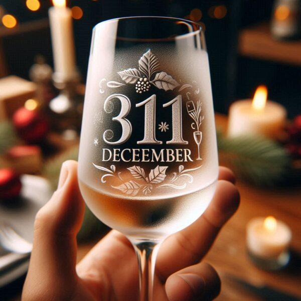 Personalized Deep Engraved 31st December party wine glasses - Custom Party Glasses deep engraving your 31st December party wine glass name, logo, monogram engraving