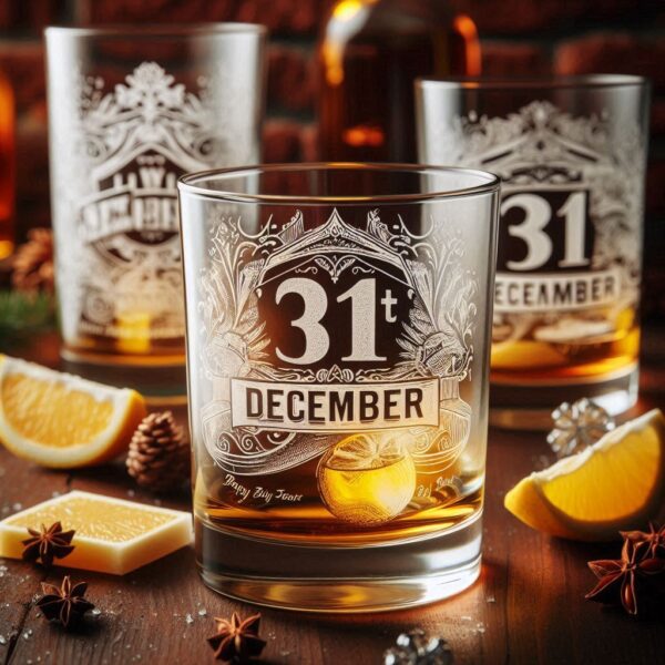 Personalized Deep Engraved 31st December party whiskey glasses - Custom Party Glasses deep engraving your 31st December party whiskey glass name, logo, monogram engraving