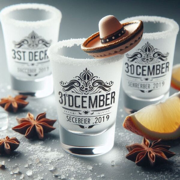 Personalized Deep Engraved 31st December party tequila shot glasses - Custom Party Glasses deep engraving your 31st December party tequila shot glass name, logo, monogram engraving