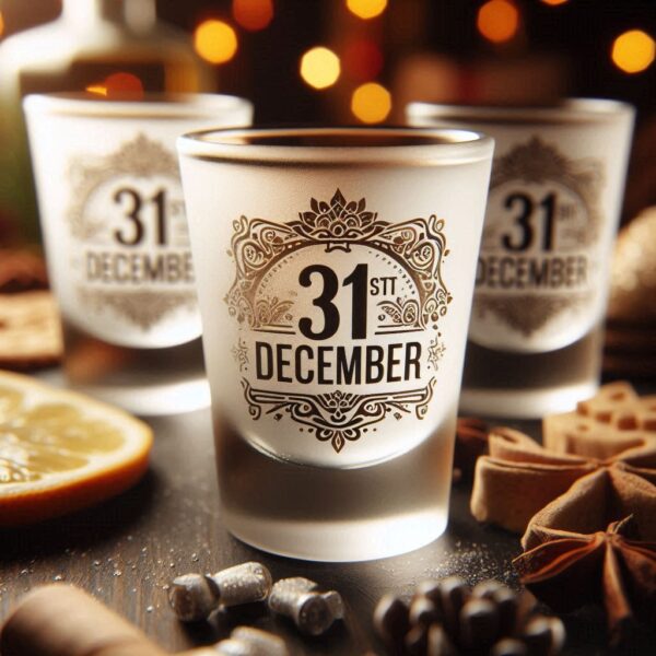 Personalized Deep Engraved 31st December party tequila shot glasses - Custom Party Glasses deep engraving your 31st December party tequila shot glass name, logo, monogram engraving