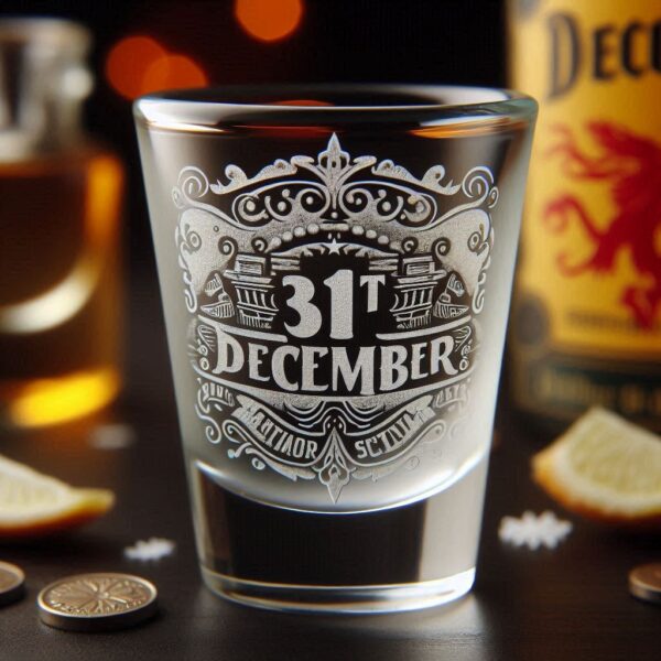 Personalized Deep Engraved 31st December party tequila shot glasses - Custom Party Glasses deep engraving your 31st December party tequila shot glass name, logo, monogram engraving