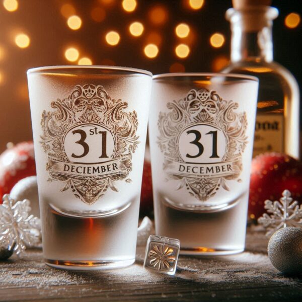 Personalized Deep Engraved 31st December party tequila shot glasses - Custom Party Glasses deep engraving your 31st December party tequila shot glass name, logo, monogram engraving