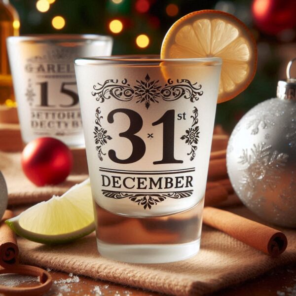 Personalized Deep Engraved 31st December party tequila shot glasses - Custom Party Glasses deep engraving your 31st December party tequila shot glass name, logo, monogram engraving