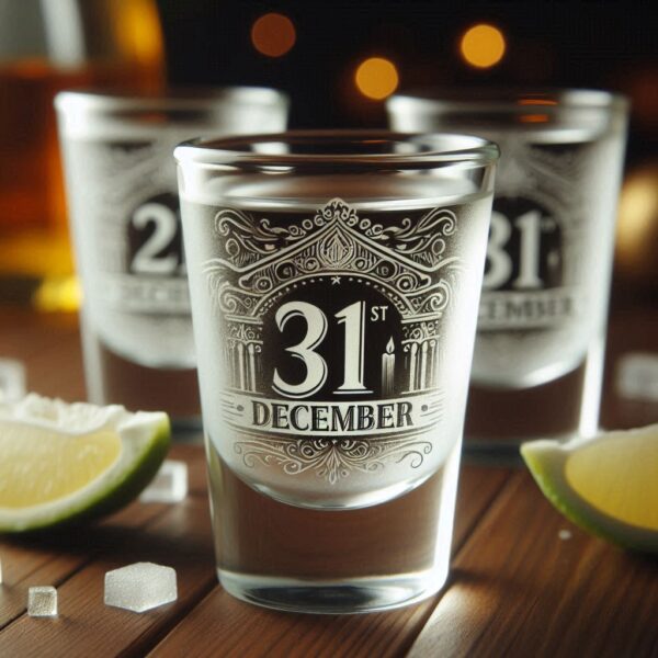 Personalized Deep Engraved 31st December party tequila shot glasses - Custom Party Glasses deep engraving your 31st December party tequila shot glass name, logo, monogram engraving