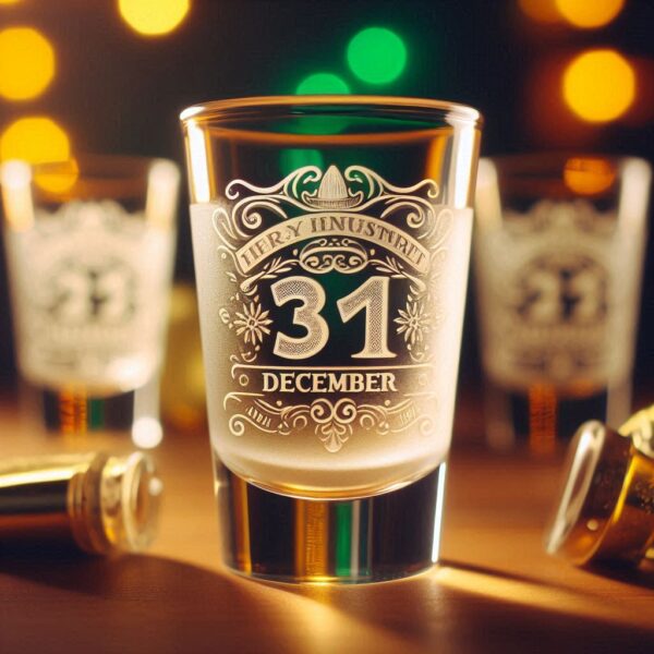 Personalized Deep Engraved 31st December party tequila shot glasses - Custom Party Glasses deep engraving your 31st December party tequila shot glass name, logo, monogram engraving