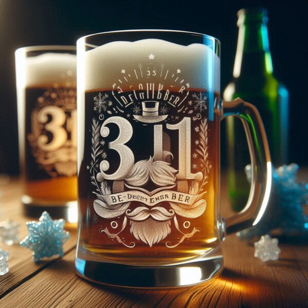 Personalized Deep Engraved 31st December party beer glasses - Custom Party Glasses deep engraving your 31st December party beer glass name, logo, monogram engraving