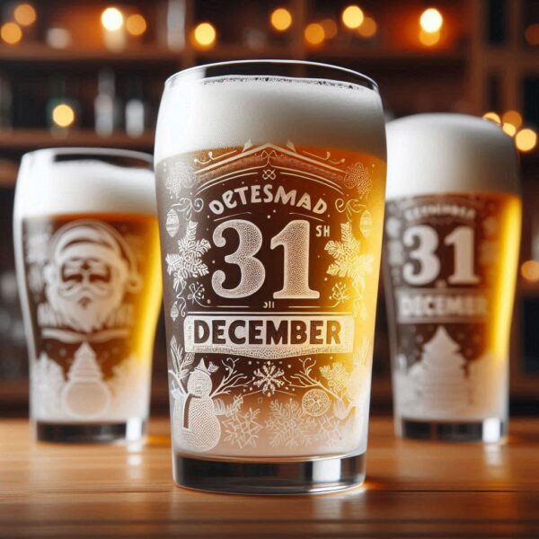 Personalized Deep Engraved 31st December party beer glasses - Custom Party Glasses deep engraving your 31st December party beer glass name, logo, monogram engraving