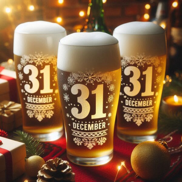 Personalized Deep Engraved 31st December party beer glasses - Custom Party Glasses deep engraving your 31st December party beer glass name, logo, monogram engraving