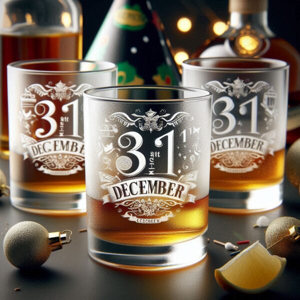 Personalized Deep Engraved 31st December party whiskey glasses - Custom Party Glasses deep engraving your 31st December party whiskey glass name, logo, monogram engraving