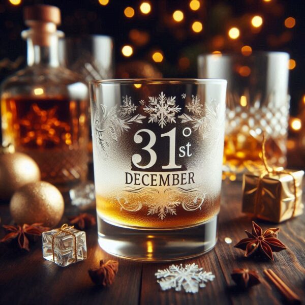 Personalized Deep Engraved 31st December party whiskey glasses - Custom Party Glasses deep engraving your 31st December party whiskey glass name, logo, monogram engraving