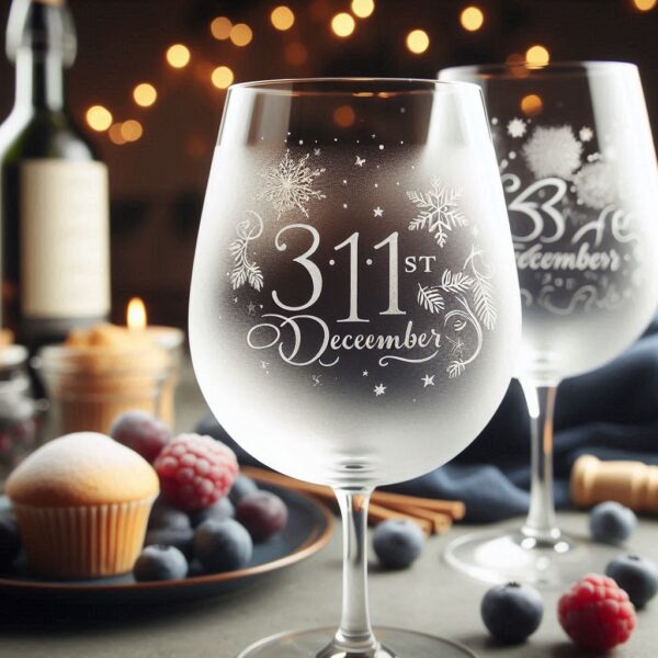 Personalized Deep Engraved 31st December party wine glasses - Custom Party Glasses deep engraving your 31st December party wine glass name, logo, monogram engraving