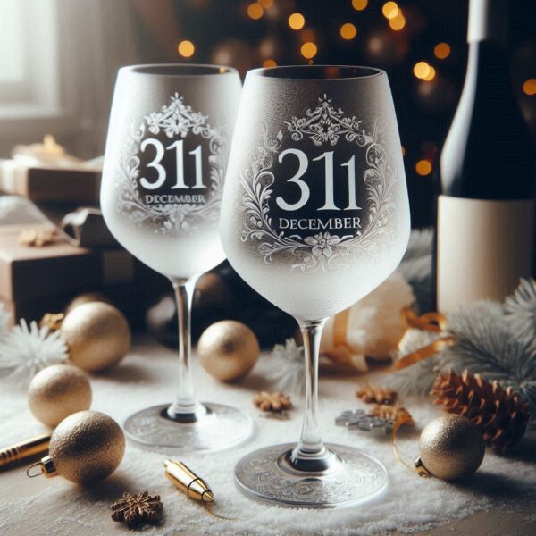 Personalized Deep Engraved 31st December party wine glasses - Custom Party Glasses deep engraving your 31st December party wine glass name, logo, monogram engraving