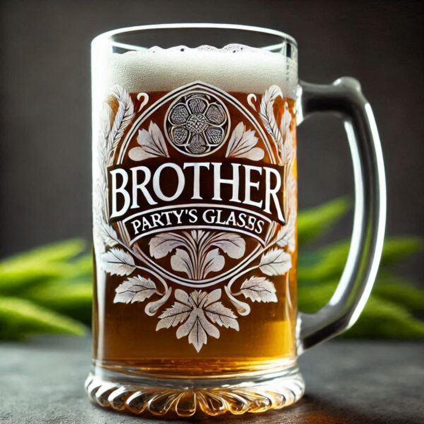 Personalized Deep Engraved Brother party beer mug Glasses - Custom Gift for Brother party