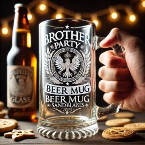 Personalized Deep Engraved Brother party beer mug Glasses - Custom Gift for Brother party