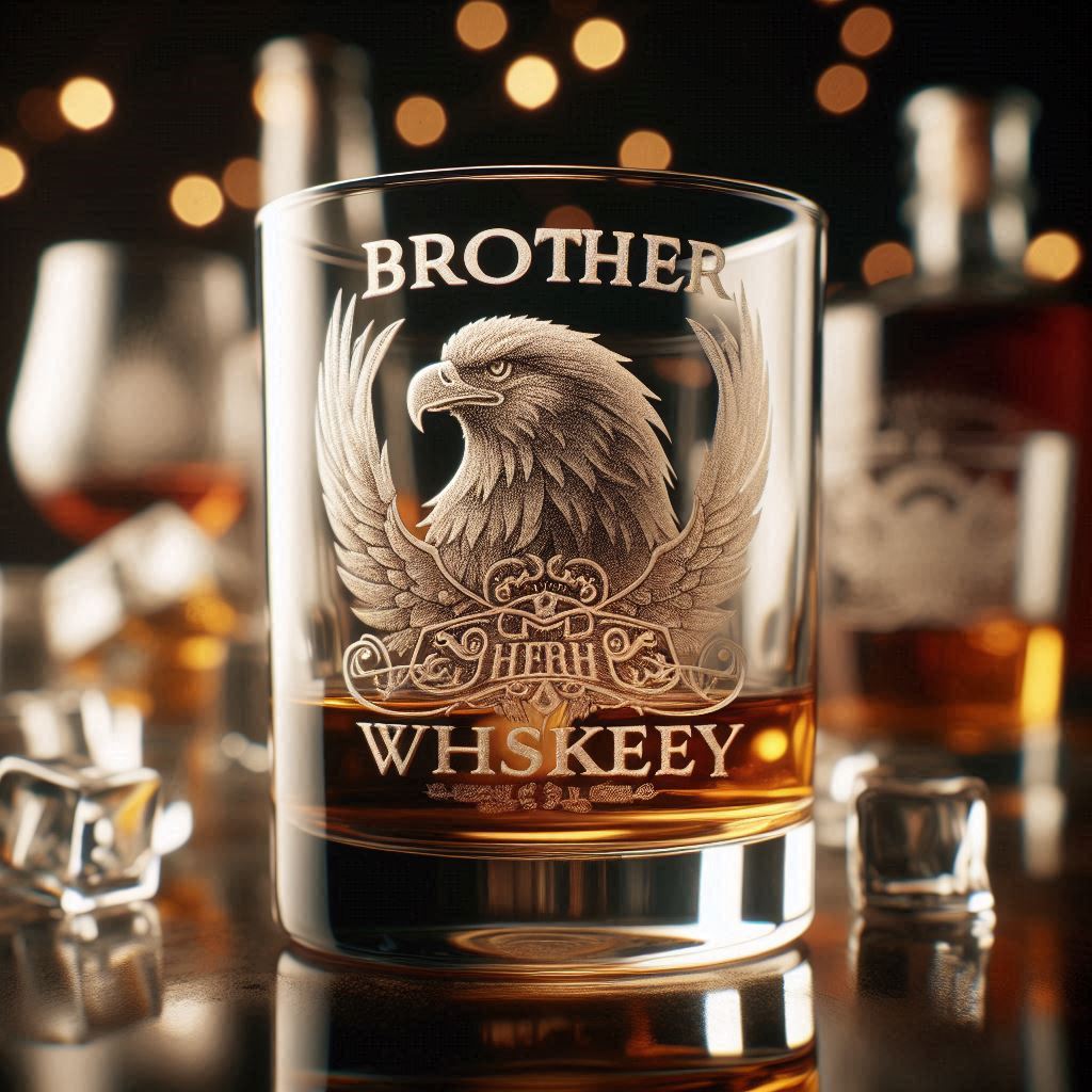 Personalized Deep Engraved Brother Party Whiskey Glasses - Custom Gift for Brother's Party