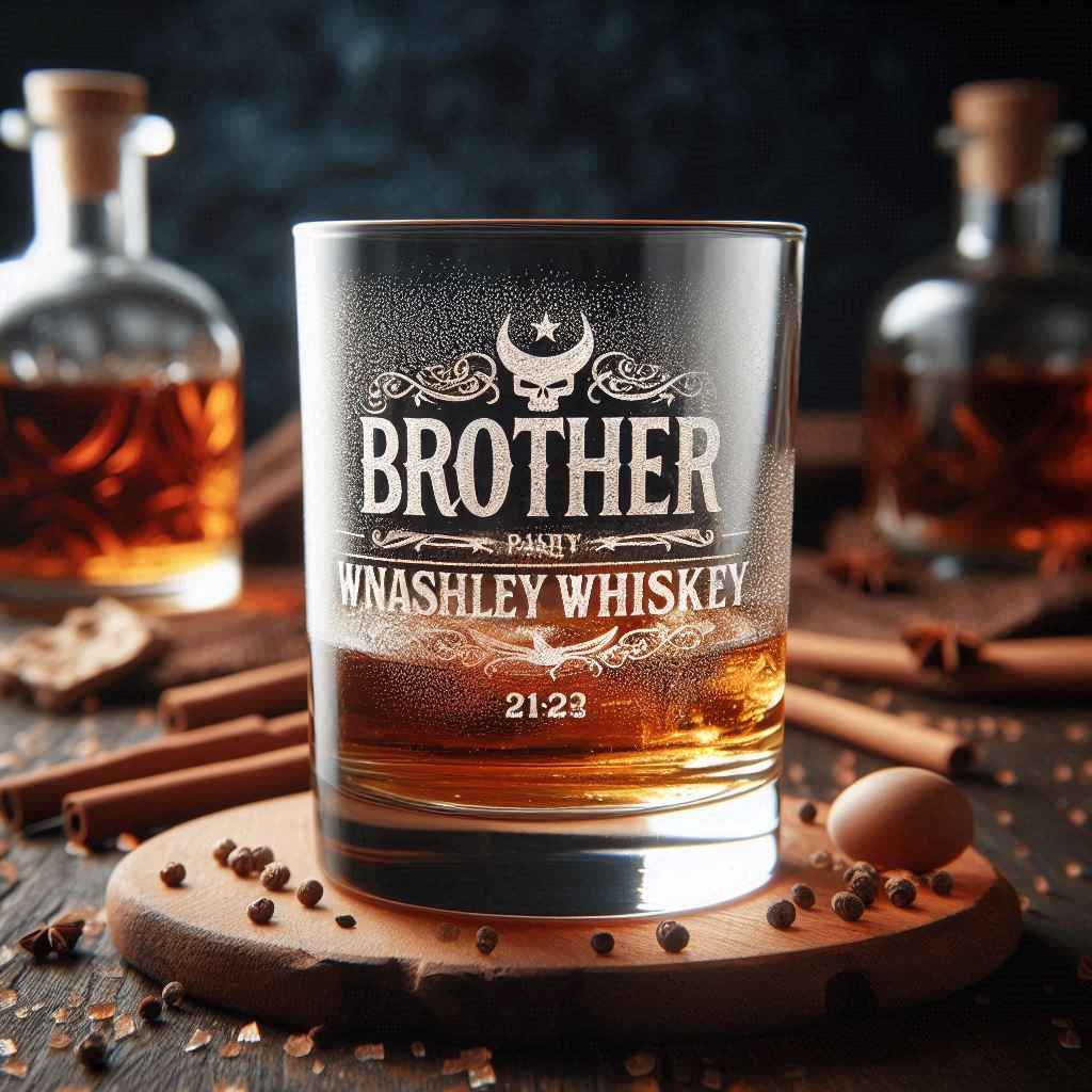 Personalized Deep Engraved Brother Party Whiskey Glasses - Custom Gift for Brother's Party