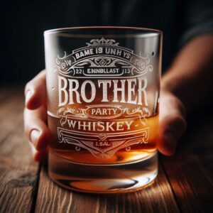 Personalized Deep Engraved Brother Party Whiskey Glasses - Custom Gift for Brother's Party