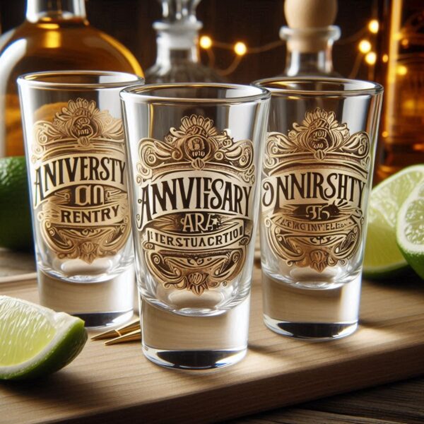 Personalized deep Engraved Anniversary Party Tequila Shot Glasses - Customizable Gift for Celebrations Anniversary Party Tequila Shot glass your Personalized name, logo, photo, monogram deep engraving your Tequila Shot glass