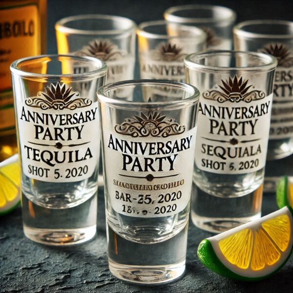 Personalized deep Engraved Anniversary Party Tequila Shot Glasses - Customizable Gift for Celebrations Anniversary Party Tequila Shot glass your Personalized name, logo, photo, monogram deep engraving your Tequila Shot glass