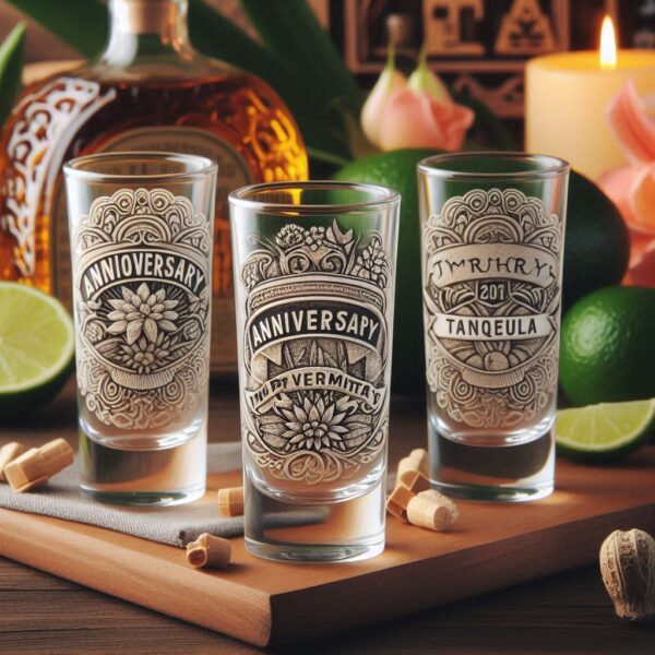 Personalized deep Engraved Anniversary Party Tequila Shot Glasses - Customizable Gift for Celebrations Anniversary Party Tequila Shot glass your Personalized name, logo, photo, monogram deep engraving your Tequila Shot glass