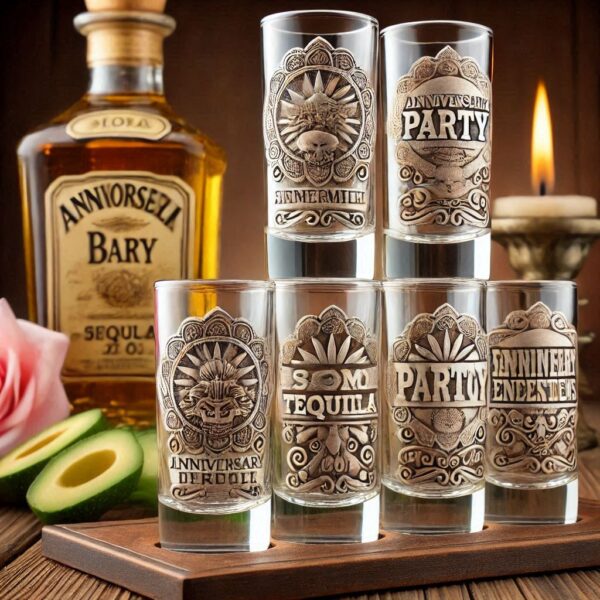 Personalized deep Engraved Anniversary Party Tequila Shot Glasses - Customizable Gift for Celebrations Anniversary Party Tequila Shot glass your Personalized name, logo, photo, monogram deep engraving your Tequila Shot glass