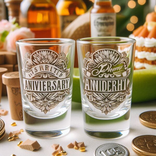 Personalized deep Engraved Anniversary Party Tequila Shot Glasses - Customizable Gift for Celebrations Anniversary Party Tequila Shot glass your Personalized name, logo, photo, monogram deep engraving your Tequila Shot glass