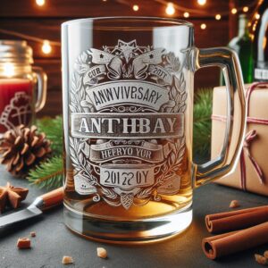 Personalized deep Engraved Anniversary Party beer mug Bar Glasses - Customizable Gift for Celebrations Anniversary Party beer mug glass your Personalized name, logo, photo, monogram deep engraving your beer mug glass