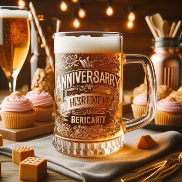 Personalized deep Engraved Anniversary Party beer mug Bar Glasses - Customizable Gift for Celebrations Anniversary Party beer mug glass your Personalized name, logo, photo, monogram deep engraving your beer mug glass