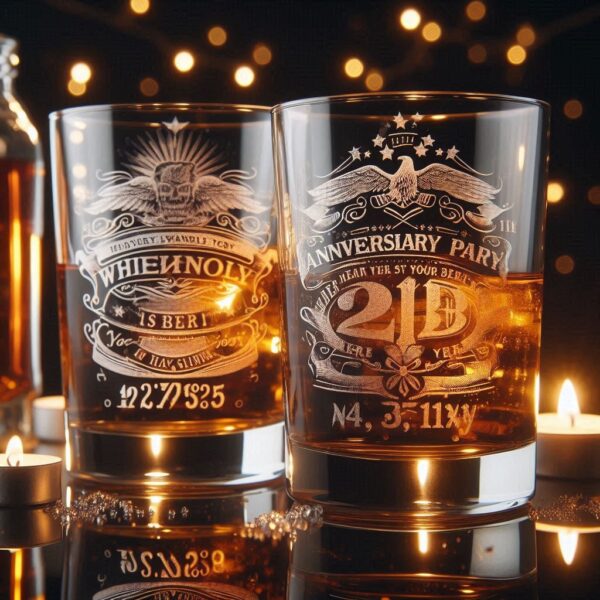 Personalized deep Engraved Anniversary Party whiskey Bar Glasses - Customizable Gift for Celebrations Anniversary Party whiskey your Personalized name, logo, photo, monogram deep engraving your whiskey glass