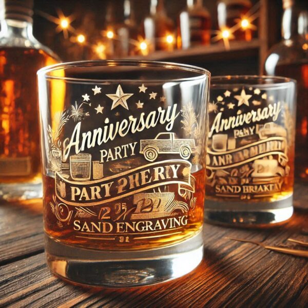 Personalized deep Engraved Anniversary Party whiskey Bar Glasses - Customizable Gift for Celebrations Anniversary Party whiskey your Personalized name, logo, photo, monogram deep engraving your whiskey glass