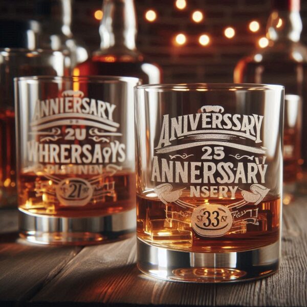 Personalized deep Engraved Anniversary Party whiskey Bar Glasses - Customizable Gift for Celebrations Anniversary Party whiskey your Personalized name, logo, photo, monogram deep engraving your whiskey glass