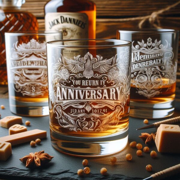 Personalized deep Engraved Anniversary Party whiskey Bar Glasses - Customizable Gift for Celebrations Anniversary Party whiskey your Personalized name, logo, photo, monogram deep engraving your whiskey glass