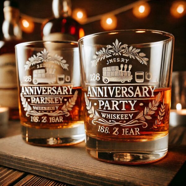 Personalized deep Engraved Anniversary Party whiskey Bar Glasses - Customizable Gift for Celebrations Anniversary Party whiskey your Personalized name, logo, photo, monogram deep engraving your whiskey glass