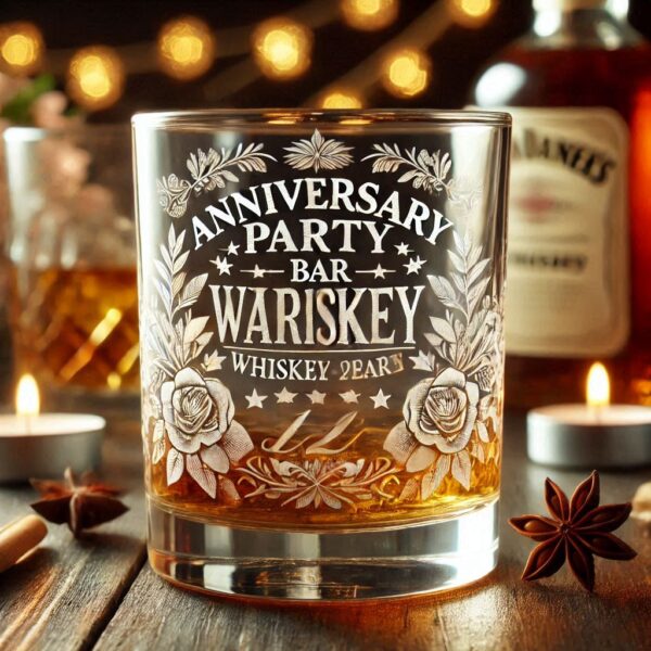 Personalized deep Engraved Anniversary Party whiskey Bar Glasses - Customizable Gift for Celebrations Anniversary Party whiskey your Personalized name, logo, photo, monogram deep engraving your whiskey glass