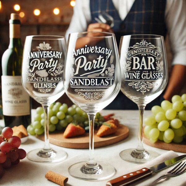 Personalized deep Engraved Anniversary Party wine Bar Glasses - Customizable Gift for Celebrations Anniversary Party wine your Personalized name, logo, photo, monogram deep engraving your wine glass