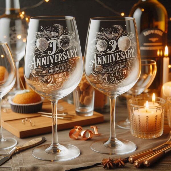 Personalized deep Engraved Anniversary Party wine Bar Glasses - Customizable Gift for Celebrations Anniversary Party wine your Personalized name, logo, photo, monogram deep engraving your wine glass