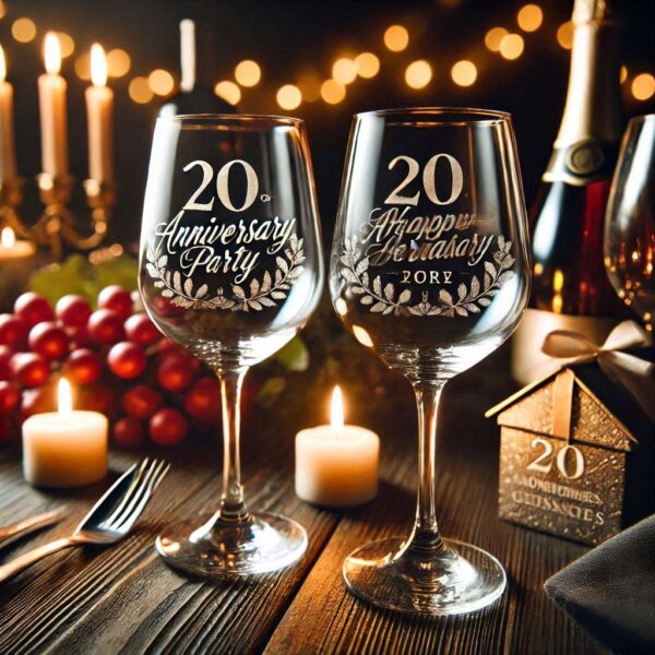 Personalized deep Engraved Anniversary Party wine Bar Glasses - Customizable Gift for Celebrations Anniversary Party wine your Personalized name, logo, photo, monogram deep engraving your wine glass