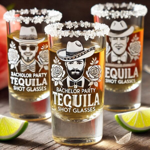 Personalized Deep Engraved Bachelor Party Tequila Shot Glasses - Custom Groomsmen Gifts Tequila Shot glass deep engraving your name, logo, monogram, photo, deep engraving Tequila Shot