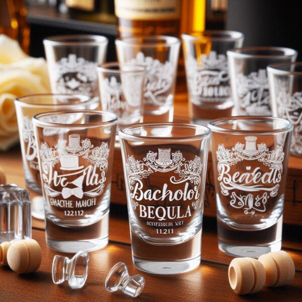 Personalized Deep Engraved Bachelor Party Tequila Shot Glasses - Custom Groomsmen Gifts Tequila Shot glass deep engraving your name, logo, monogram, photo, deep engraving Tequila Shot