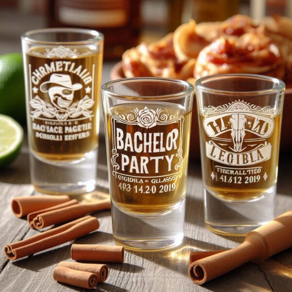 Personalized Deep Engraved Bachelor Party Tequila Shot Glasses - Custom Groomsmen Gifts Tequila Shot glass deep engraving your name, logo, monogram, photo, deep engraving Tequila Shot