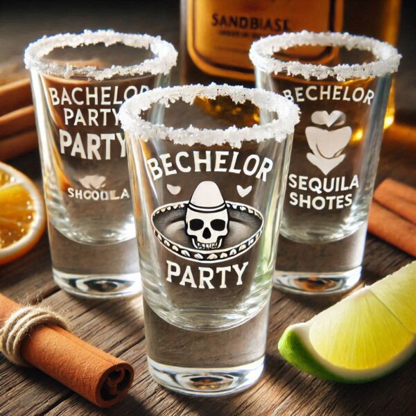 Personalized Deep Engraved Bachelor Party Tequila Shot Glasses - Custom Groomsmen Gifts Tequila Shot glass deep engraving your name, logo, monogram, photo, deep engraving Tequila Shot